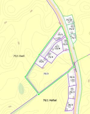 Dæli-Kart-Dælidbakken m. fradelte tomter.JPG
