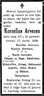 183. Dødsannonse for Kornelius Arvesen i Harstad Tidende 22. november 1939.jpg