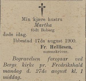 Dødsannonse for Martha Helliesen i Harstad Tidende 20.08.1900.jpg