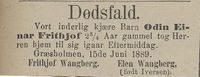 373. Dødsannonse for Odin Einar Frithjof Wangberg i Tromsø Stiftstidende 20.06. 1889.jpg