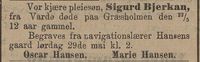 376. Dødsannonse for Sigurd Bjerkan i Tromsøposten 29.05.1897.jpg