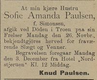 336. Dødsannonse for Sofie Amanda Paulsen i Harstad Tidende 19.11.1900.jpg