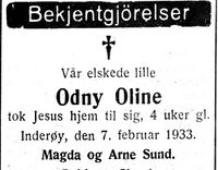 69. Dødsannonse i Nord-Trøndelag og Nordenfjeldsk Tidende 09.02.33.jpg