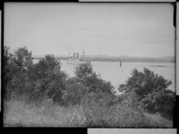 Et av Amerikalinjens skip på Oslofjorden. Foto: Narve Skarpmoen (1900–1930).