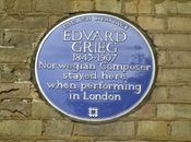 Plakett ved 47 Clapton Common i det sørlige London som forteller at Grieg hadde tilhold her. Foto: Stig Rune Pedersen