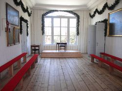 Motiv fra den nyrestaurerte Rikssalen i Eidsvollbygningen i april 2014. Foto: Stig Rune Pedersen