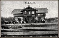 Eina stasjon fasade. Postkort. Ukjent/Origo - Norske jernbanestasjoner