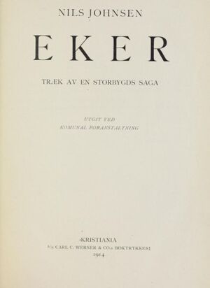 Eker - træk av en storbygds saga tittelblad.JPG