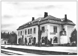 Elverum Jernbanestasjon 1925. Ukjent/Postkort