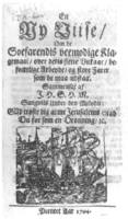 En Ny Viise Om de Søefarendis veemodige Klagemaal, Johan Heitmann 1704, henta frå Handels- og Søfartsmuseet på Kronborg årbog 1996