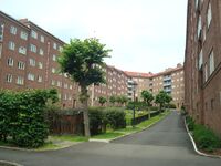 Engelsborg borettslag ved Carl Berners plass (1941). Foto: Ooo86 (2013).