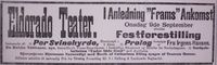 Faksimile fra Aftenposten 9. september 1896: Annonse for forestilling på Eldorado i anledning polarskipet "Fram"s hjemkomst til Kristiania samme dag.