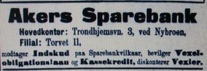 Faksimile Aftenposten 1912 annonse Akers sparebank.JPG