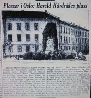 Faksimile fra Aftenposten 15. juli 1948: Notis om Harald Hårdrådes plass.