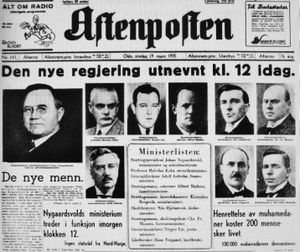 Faksimile Aftenposten 19 mars 1935 regjeringen Nygaardsvold.JPG