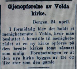 Faksimile Aftenposten 25 april 1929 Volde kirke.JPG