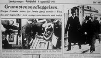 Faksimile fra Aftenposten 5. september 1931: Grunnsteinsnedleggelse for Oslo rådhus.