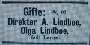 Faksimile Aftenposten august 1897 giftemål Lindboe.JPG