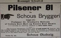 Annonse for Schous bryggeri, 1. oktober 1898.