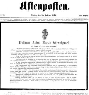 Faksimile fra Aftenposten 1 feb 1870 Schweigaard.JPG