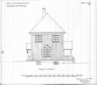 Fasade mot sørvest Seljaas stasjon. Arkitekt Ivar Næss