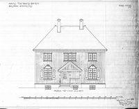 Fasade mot vei Seljaas stasjon. Arkitekt Ivar Næss