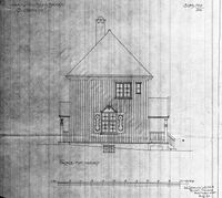 Øi stasjon. Fasade nordvest. Arkitekt Ivar Næss