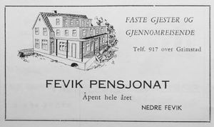 Fevik pensjonat, annonse 1953.jpg