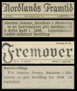 Fjelltun, Hamarøy - Kafedrift bevilget 1948.png