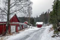 Like etter Tuterud gård ender Flatbyvegen. Foto: Leif-Harald Ruud (2012)