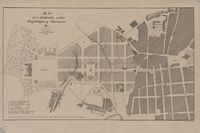1838: Hans Ditlev Frants Linstows forslag til regulering av området mellom Slottet og byen.
