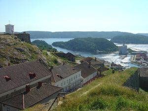 Fredriksten fortress Norway view of Halden beneath.jpg