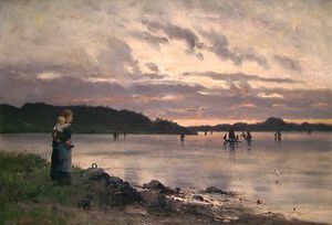 Frithjof Smith-Hald maleri Solnedgang ved fjorden.jpg