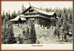 Frognerseteren restaurant er et yndet mål for passasjerer med banen. Foto: Postkort