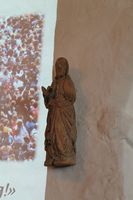 Apostelfigur, muligens St. Thomas, omkring 1450 og trolig fra Lübeck. Foto: Chris Nyborg (2016).