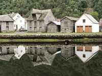 Motiv frå Gamle Lærdalsøyri. Foto: Lars Egil Sørsdal (2018)