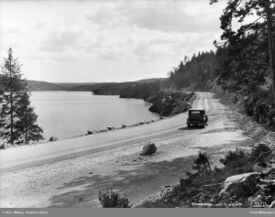 Parti av Gamle Mossevei langs Gjersjøen. Foto: Anders Beer Wilse/Oslo Museum (30. mai 1932).