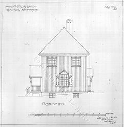 Gaukaas stasjon. Fasade syd. Arkitekt Ivar Næss