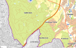 Utsnitt av Lillestrøm kommunekart for Gjelleråsen.