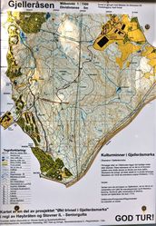 Kulturminner i Gjelleråsen, oversiktskart oppsatt flere steder i Gjelleråsmarka.