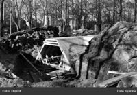 Dekningsgrav i Grønlands park, til beskyttelse under flyangrep. Fotografert under befaring drøy to uker før krigsutbruddet i 1940. Ukjent fotograf
