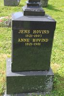 Gravminne, gårdbruker og ordfører Jens Eriksen Hovind (1821-1903), Hovin kirkegård. Foto: Tore Johansen