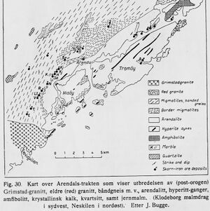 Grimstadgranitt - fra Norges geologiske undersøkelser 1953.JPG