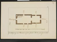 Grunnplan over ruinene av Mariakirken, tegnet av Peter Andreas Brandt omkring 1830.