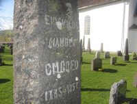 Gullik Madsen Røeds grav på Sande kirkegård. Foto: Stig Rune Pedersen (2012)