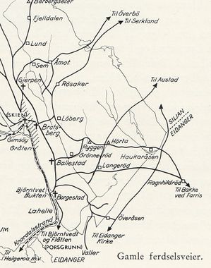 Gamle ferdselsveier forbi Hørta og i området rundt.
