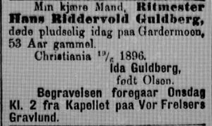 Hans Riddervold Guldberg dødsannonse Aftenposten 1896.JPG
