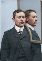 Forbryterbilde fra Stockholmspolisen, 1905 Foto: Digitalt fargelagt (originalbilde hos Stockholms stadsarkiv)