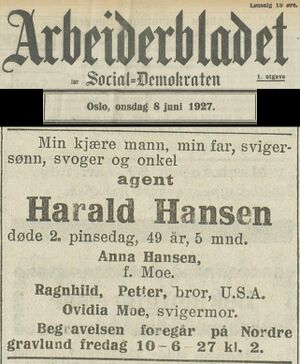 Hansen, Harald Zakarias - 1927 Dødsannonse.jpg