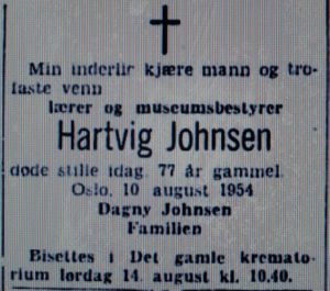 Hartvig Johnsen dødsannonse Aftenposten 1954.JPG